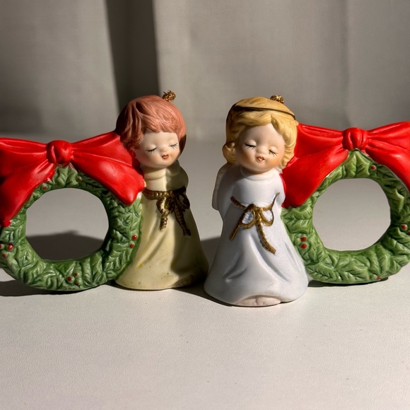 Vintage Jasco Bisque Porcelain L’il Chimers Bell Napkin Rings - Picture 2 of 11